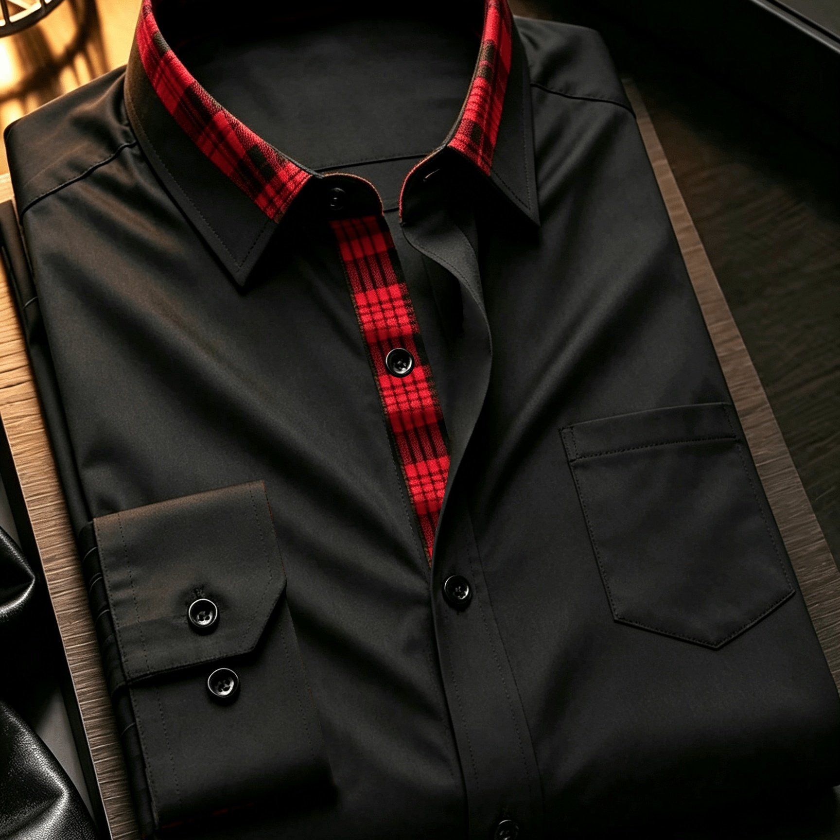 Men's Contrast Collar And Cuff Long Sleeve Shirt, Suitable For Business And Casual Wear