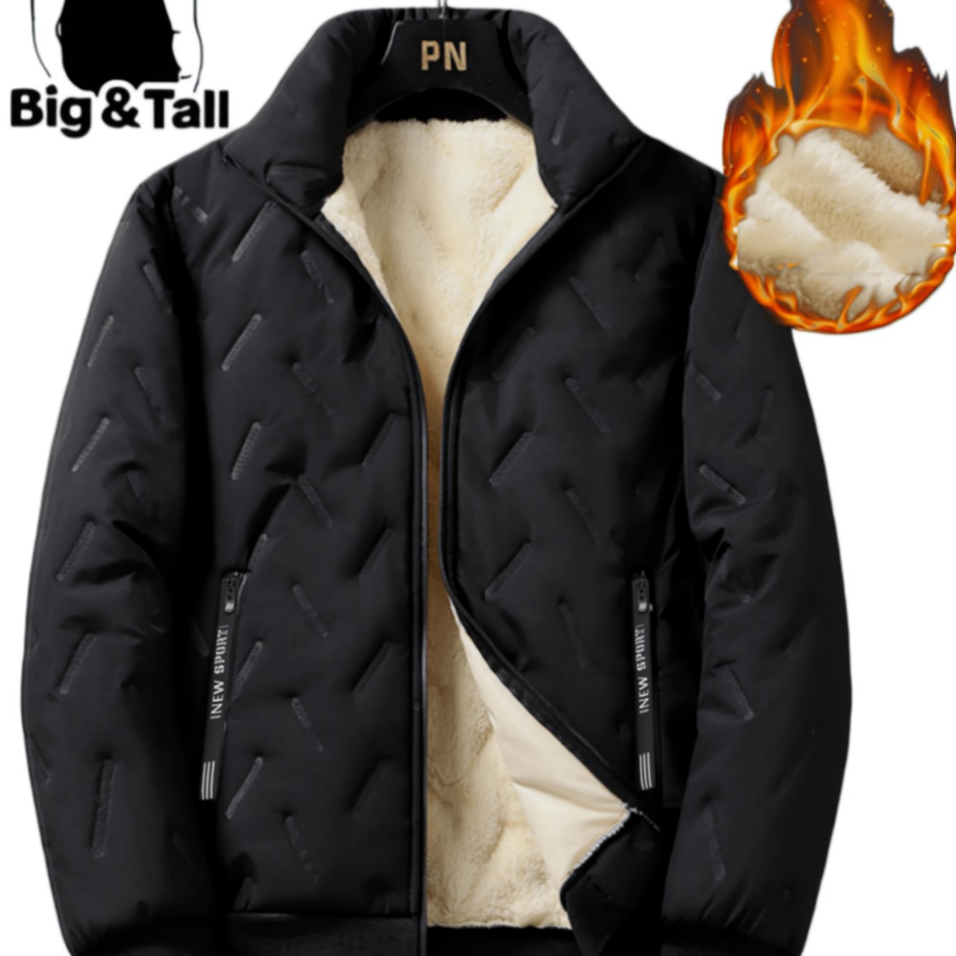 TEMU Plus-size Men's Fashion Casual Jacket, Plus Size