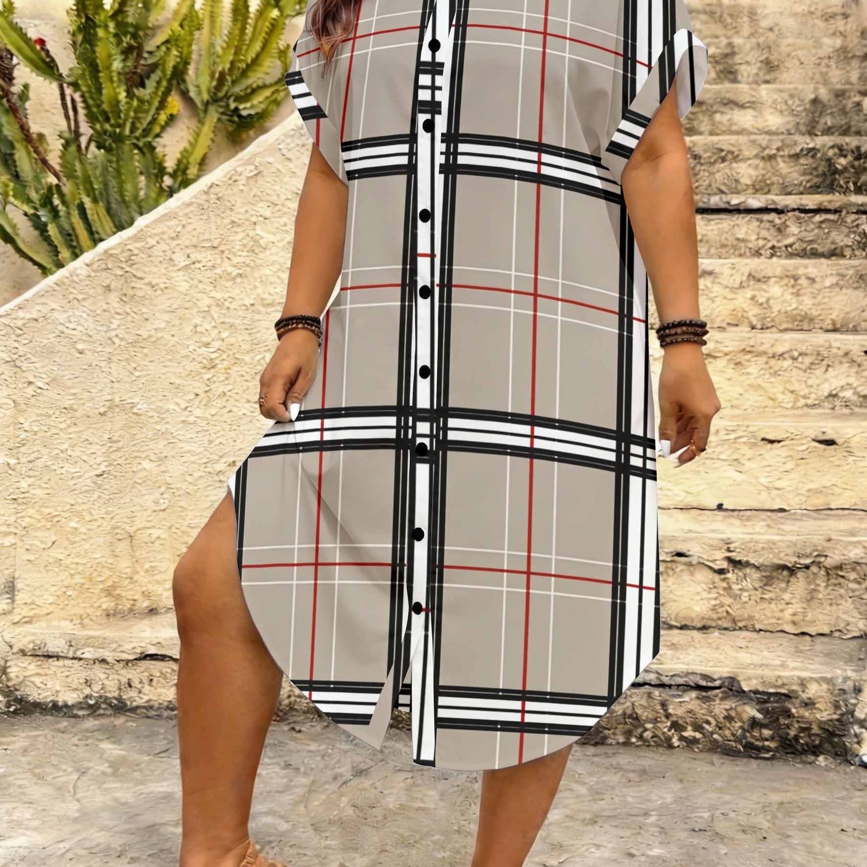 Casual Shirt Dress With Button Front Size Women Summer Outfit For Casual Attire And Gift For