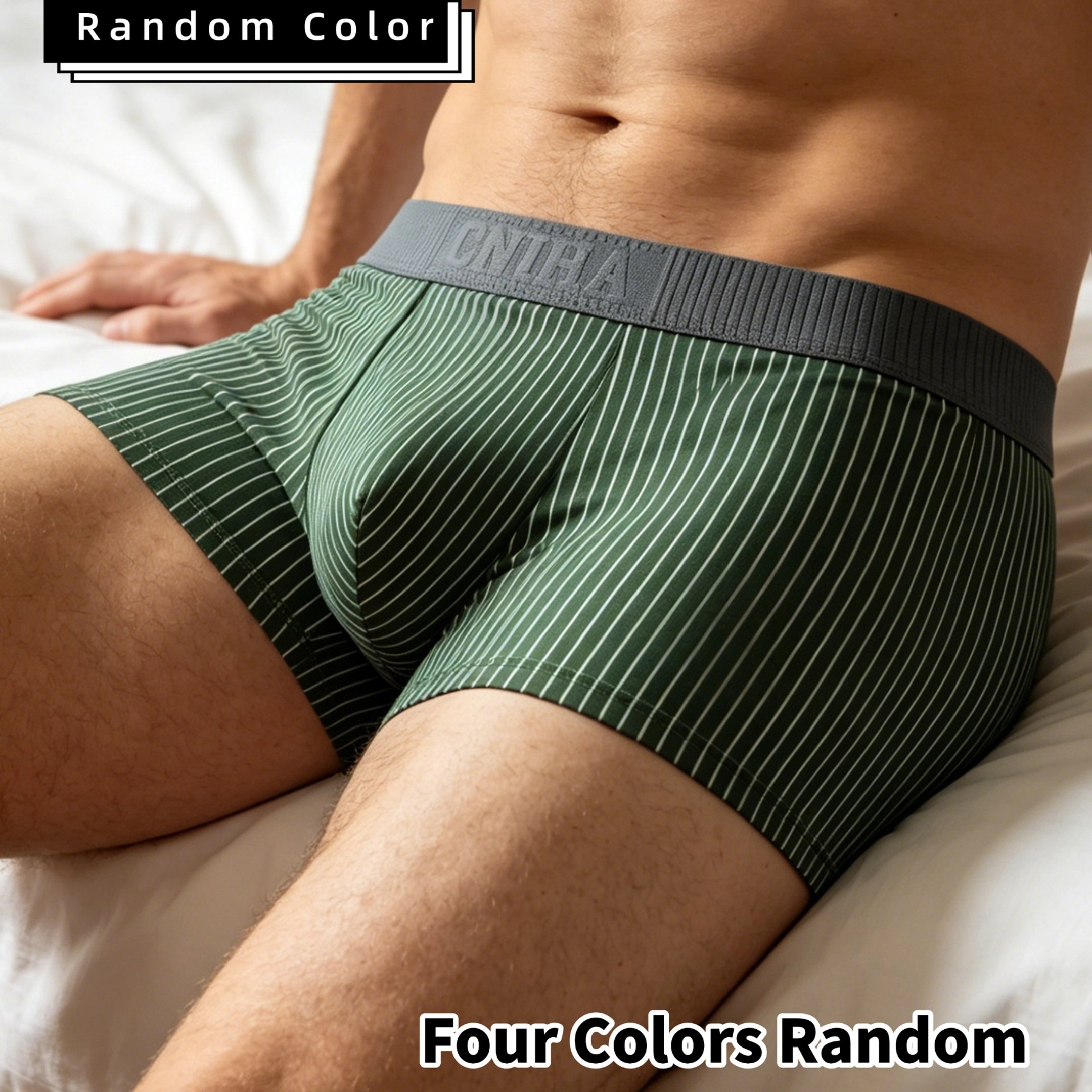 TEMU aleatorio de 3 bóxers tipo calzoncillos para hombre con cinturilla de , diseño de a rayas, cómodos, transpirables, ligeros, frescos y de
