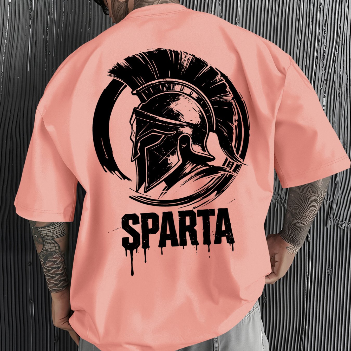 TEMU Plus-size Men's Clothing And T-shirts; Streetwear-style Tee Featuring A Spartan Warrior/ Helmet Graphic. A Trendy Essential For Men, Perfect For