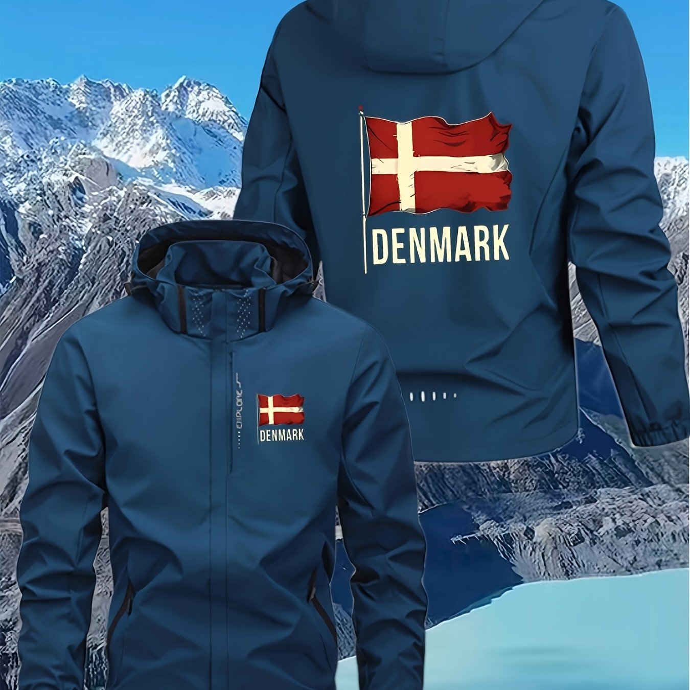 TEMU Men's Hooded Jacket With Denmark Letter Print Pattern