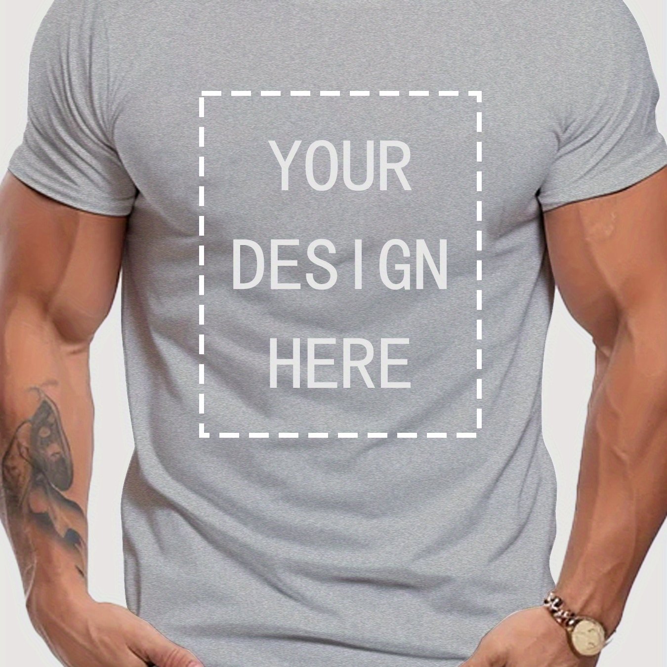 TEMU Men's Fashion Casual Comfortable Custom Print T-shirt, Stretch Round Neck Short Sleeve Tee, Blending Trend And Style