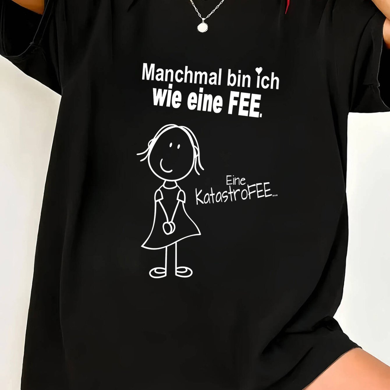 TEMU Plus Size, Deutsch ICH Klassik-Zitat-Muster Buchstaben-Druck, Kurzarm Rundhals Damen-T-Shirt, Ideal für Frühling Sommer, Leichtes Atmungsaktives