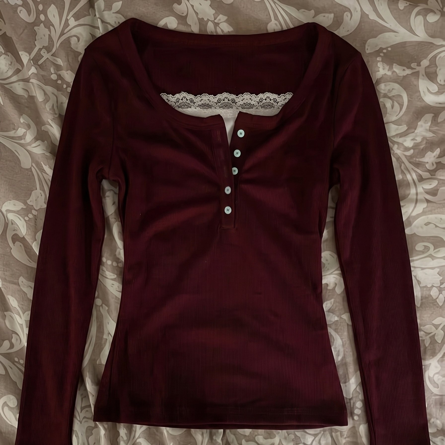 TEMU T-shirt da donna , moda Y2K sexy, , design a con bottoni, top a maniche lunghe slim [ interno non ]