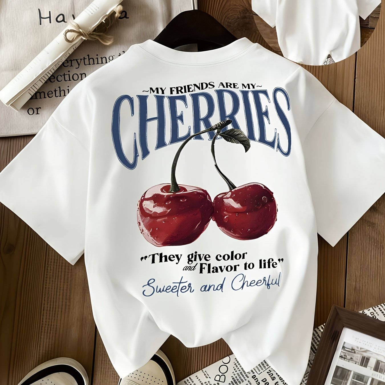 TEMU Women's Casual Round Neck Short Sleeve T-shirt With And Letter Print For Spring/summer
