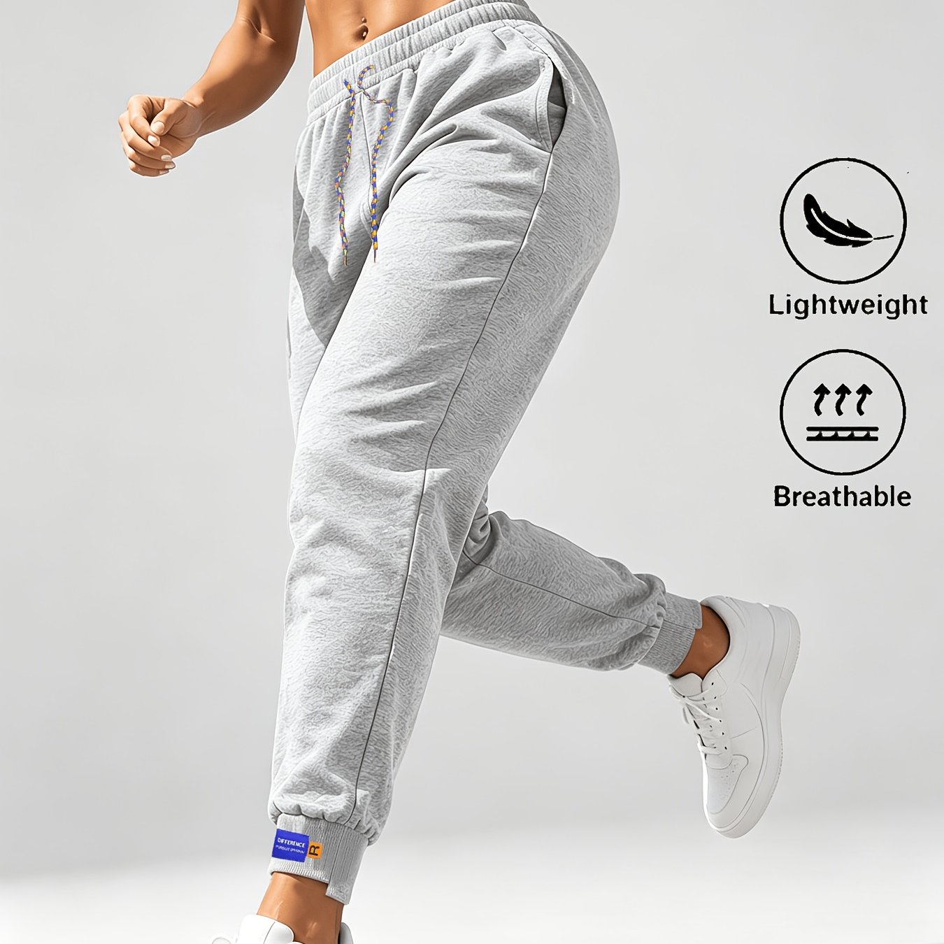 TEMU Women's Ankle-cinching Jogging Pants, Multicolor Drawstring Elastic Waist With Side Pockets, Casual Bottoms For Daily , , And Festive Wear