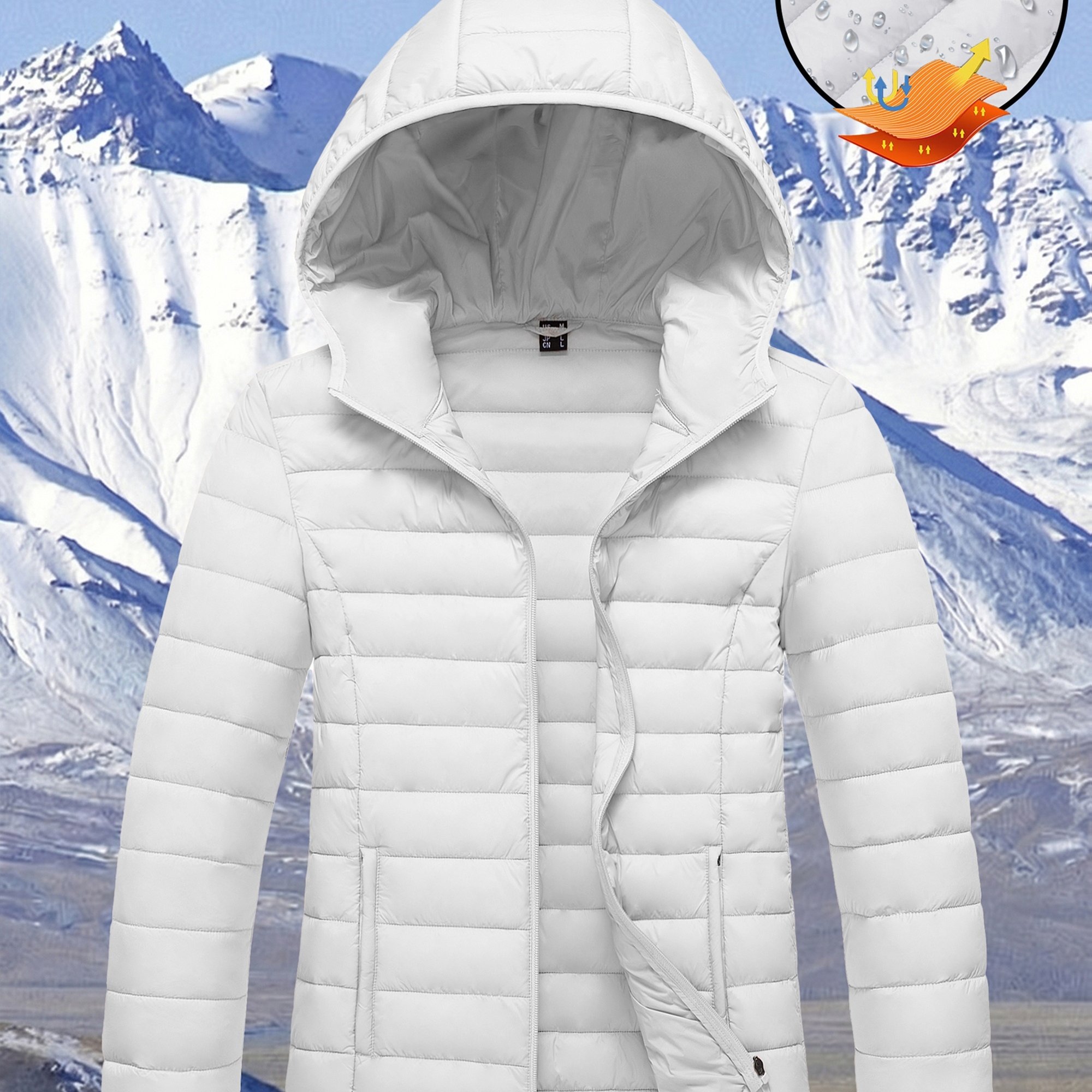Image of Women's Padded Coat Lightweight Hooded Jacket For And Fall Warm Quilted Padded Jackets With 4 Pockets Women Coat With Hood Daily Wear Work Travel Casual Wear Outdoor Women Winter Coat