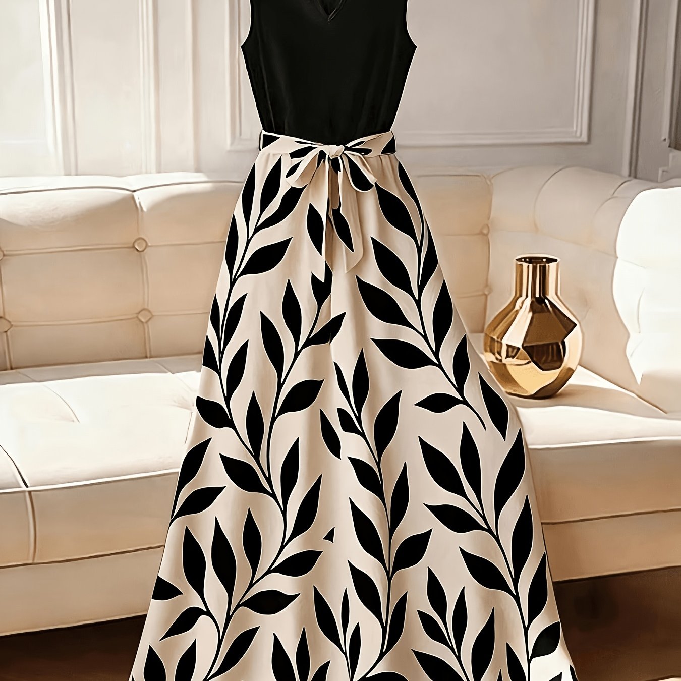 TEMU Waist-cinching Elegant Long Dress For Women