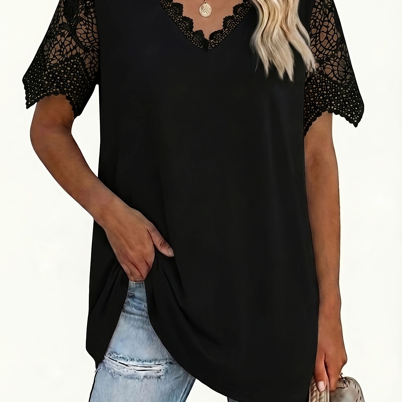 TEMU Plus Size Women's Fashion Solid Color Short Sleeve T-shirt