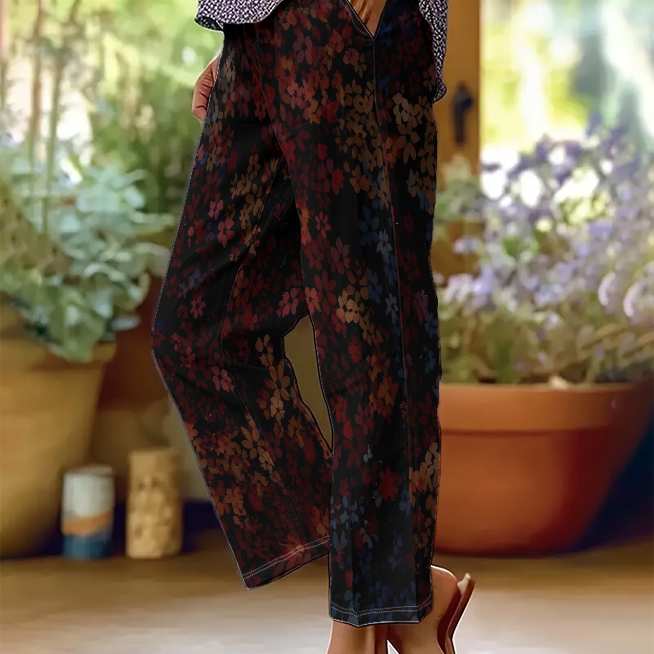 TEMU Casual Straight-leg Long Pants For Women And Summer, Featuring An Elastic Waistband With Drawstring, Made Of Machine-washable, Everyday