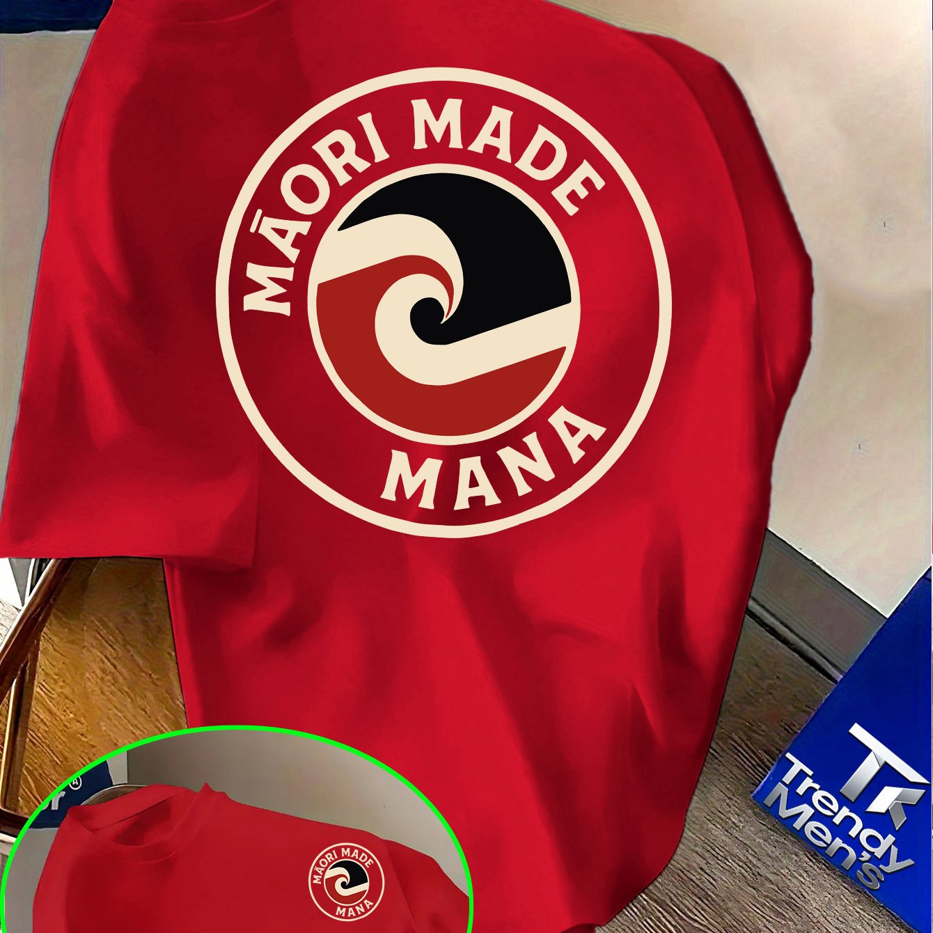 TEMU Trendy Cultural Cut T-shirt Single Item, Easy Maori Totem Logo Maori Made Pattern Print, Core Style In Trendy Brand Outfits! Round Neck Short