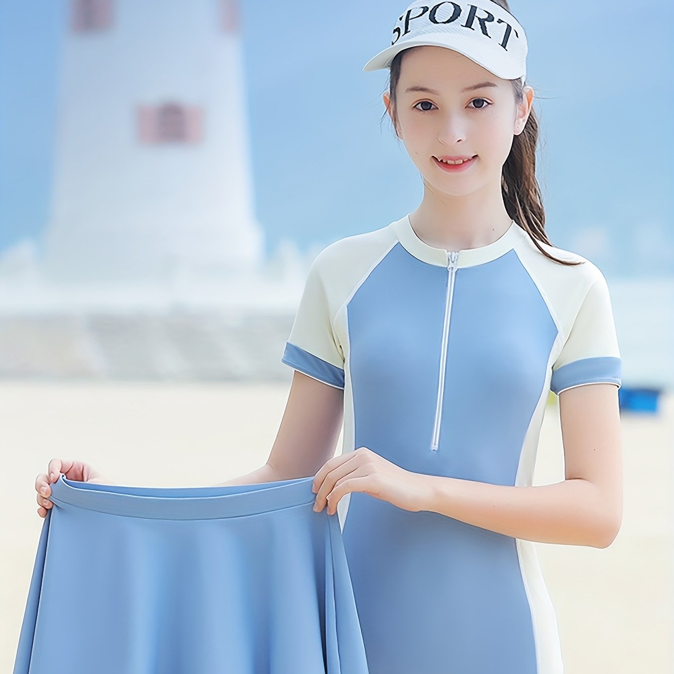Image of Girls' Big Kids' One-piece Independent Skirt-style Swimsuit