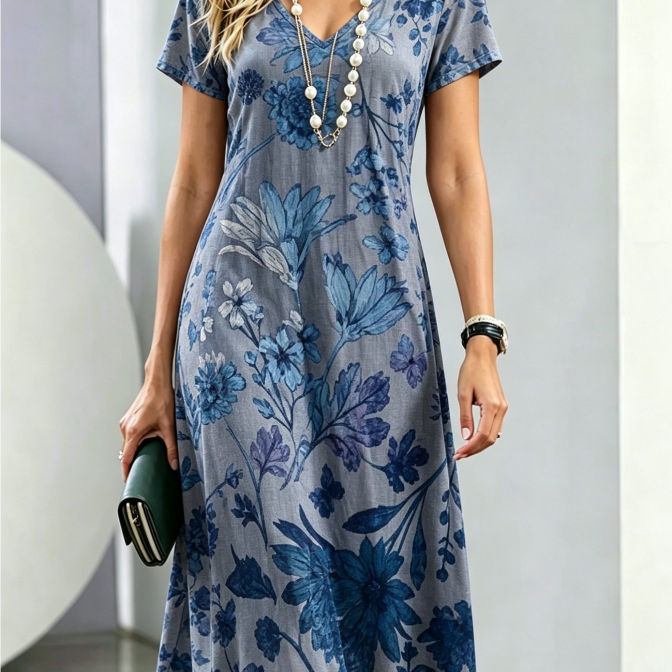 Plus Size, Women's 3d V-neck Mini Dress