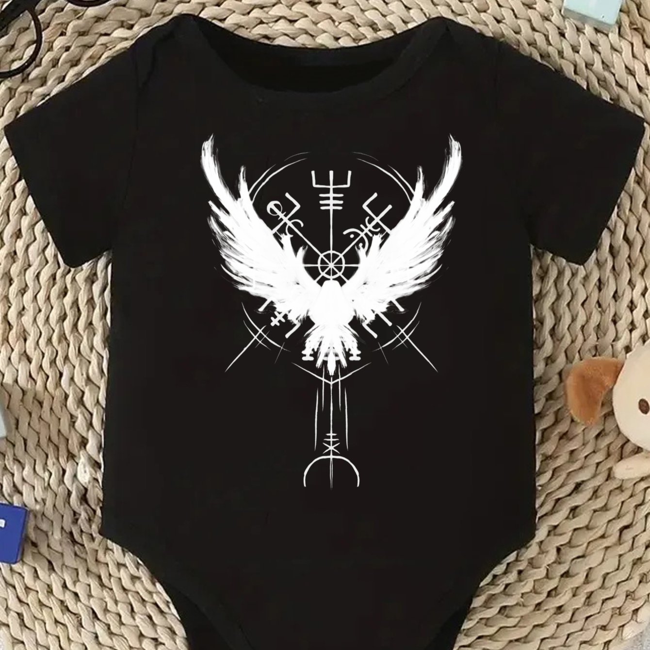 Baby Bodysuit With Wings Symbol Print Unisex Infant Onesie, For Outdoor