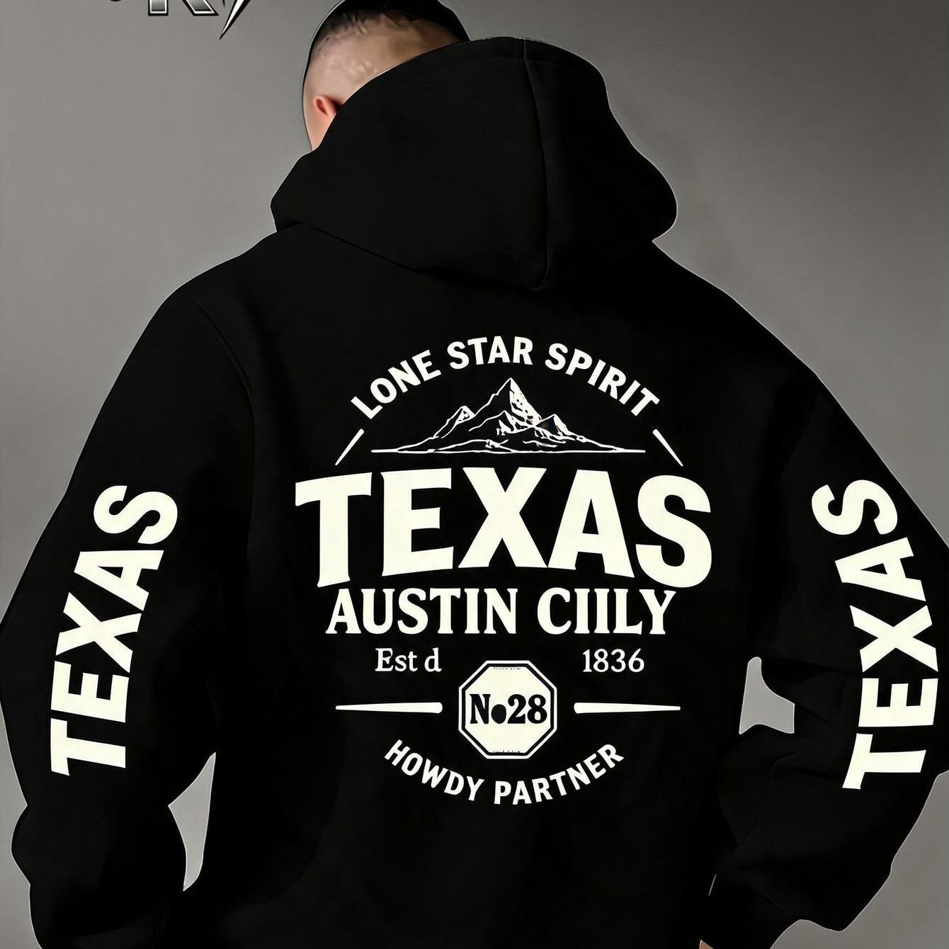 Image of Zcaynger 's Hoodie Texas Star Spirit Austin City Vintage Print Trendy Hoodie Casual Streetwear Men's Hoodie Fleece Thickened Warm Hoodie Autumn Winter Daily Wear Outdoor Travel Gift For