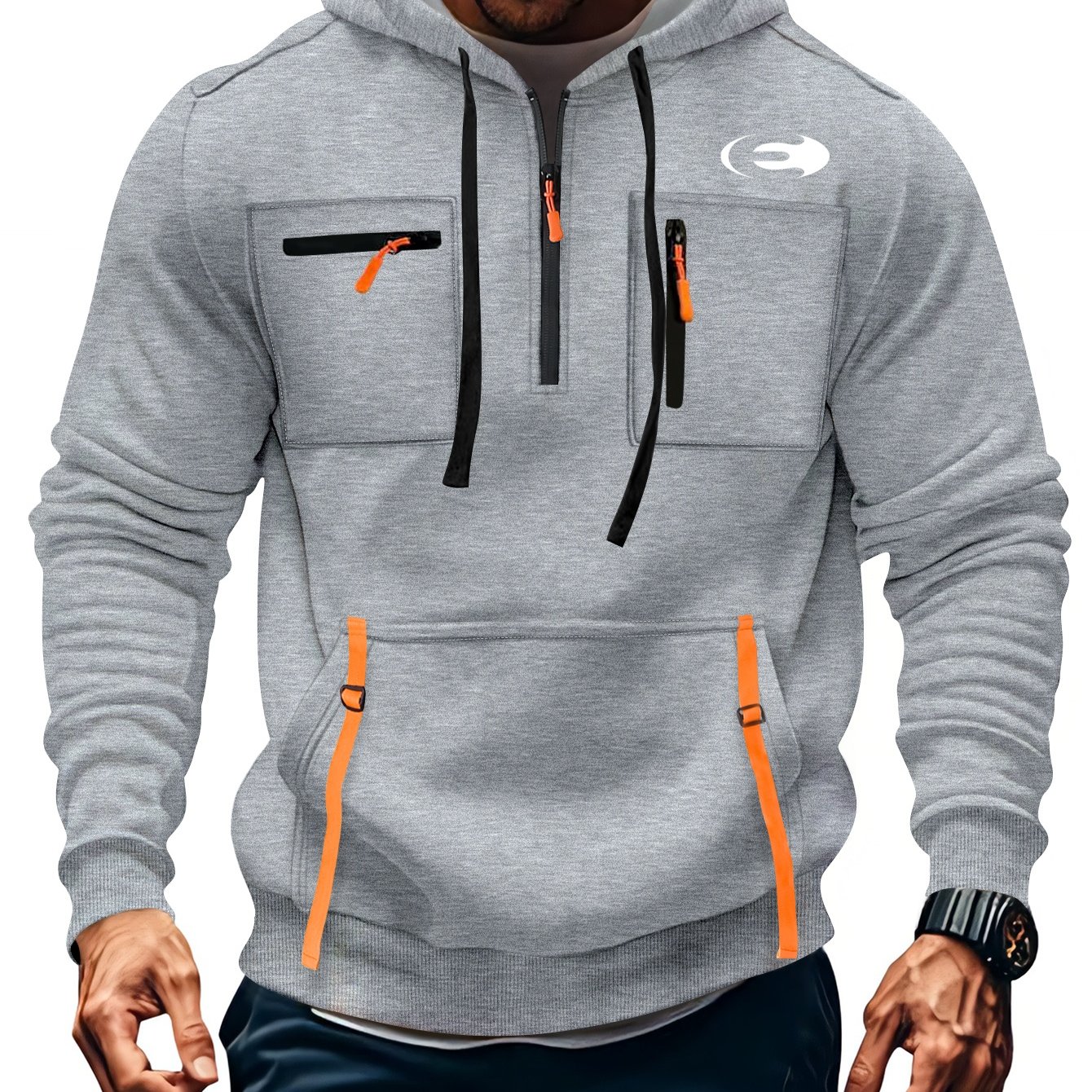 TEMU Autumn-winter Men's Fashion Printed Sweatshirt Hoodie With Long Sleeves And Multiple Pockets For Outdoor Sports
