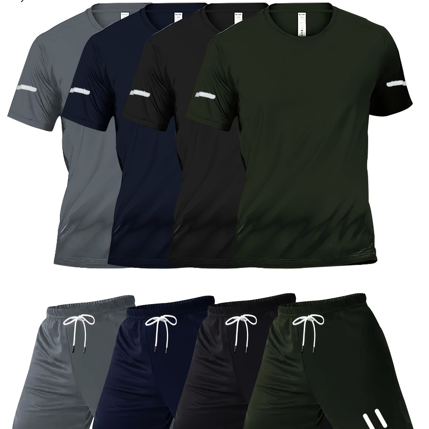 E-shop 4 Sets à 8-teiliges -Set für Herren-Sportbekleidung im Freizeit-Stil mit bedrucktem Design, bestehend aus schnelltrocknenden atmungsaktiven