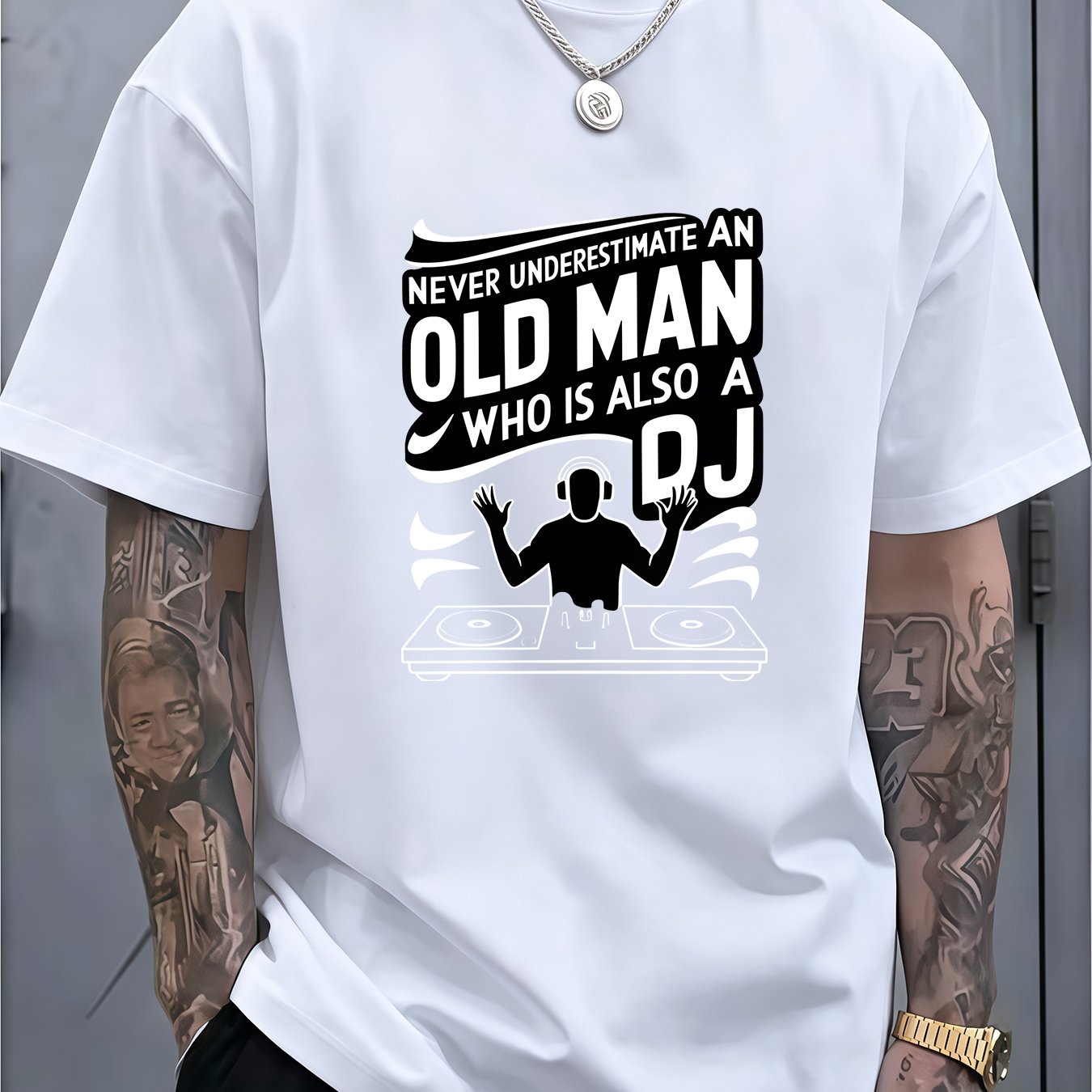 TEMU Dj Vibes: Men's Printed T-shirt, Soft And Breathable, Perfect For Casual Everyday Wear