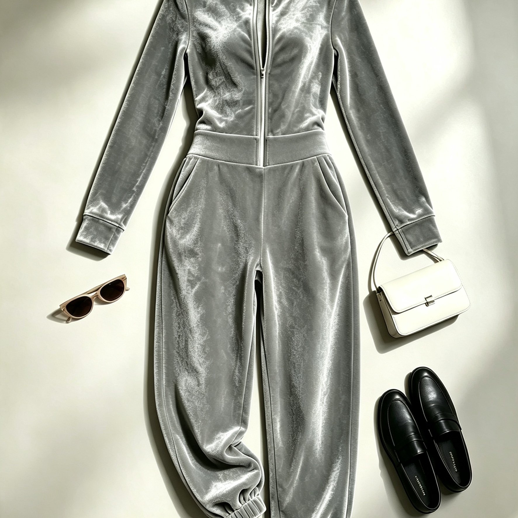 Image of Women's Autumn And Winter Casual Velvet Zipper Commuter Versatile Long-sleeve Jumpsuit