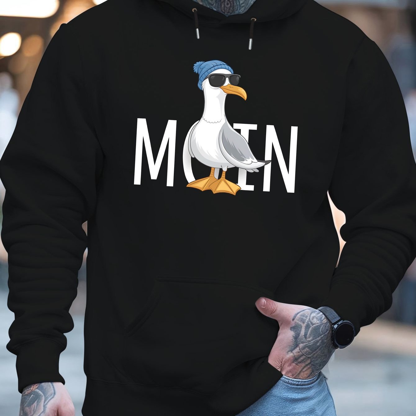 Moin Men's Hoodie - Large Size Sweatshirt With Hood, Soft Fabric Streetwear Pullover For Autumn/winter, Casual Everyday & Formal Outfits - Ideal Gift For Men, Essential Hoodie, Plus Size