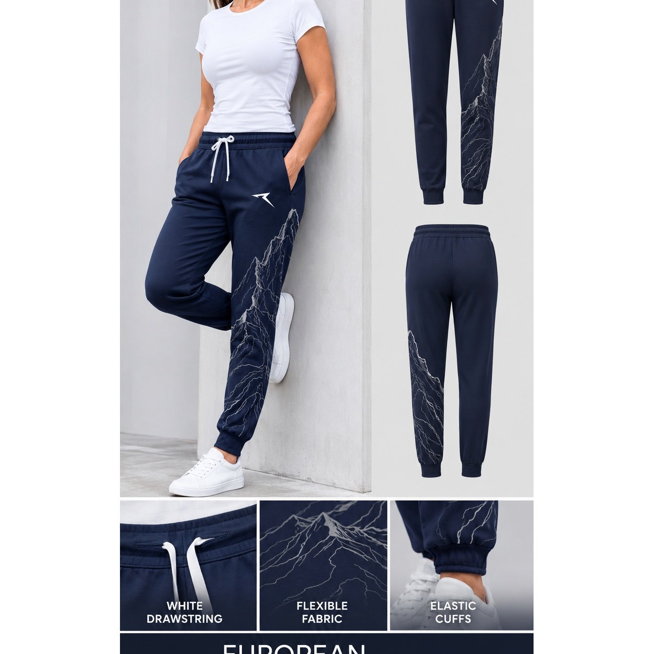 Image of Women's Casual Jogger Pants, High-waist With Elastic Drawstring, Tapered Style, In Ten Colors. Made Of Soft Stretchy Fabric With Bottoms, Side Pockets, Perfect For Sports Or Everyday Wear