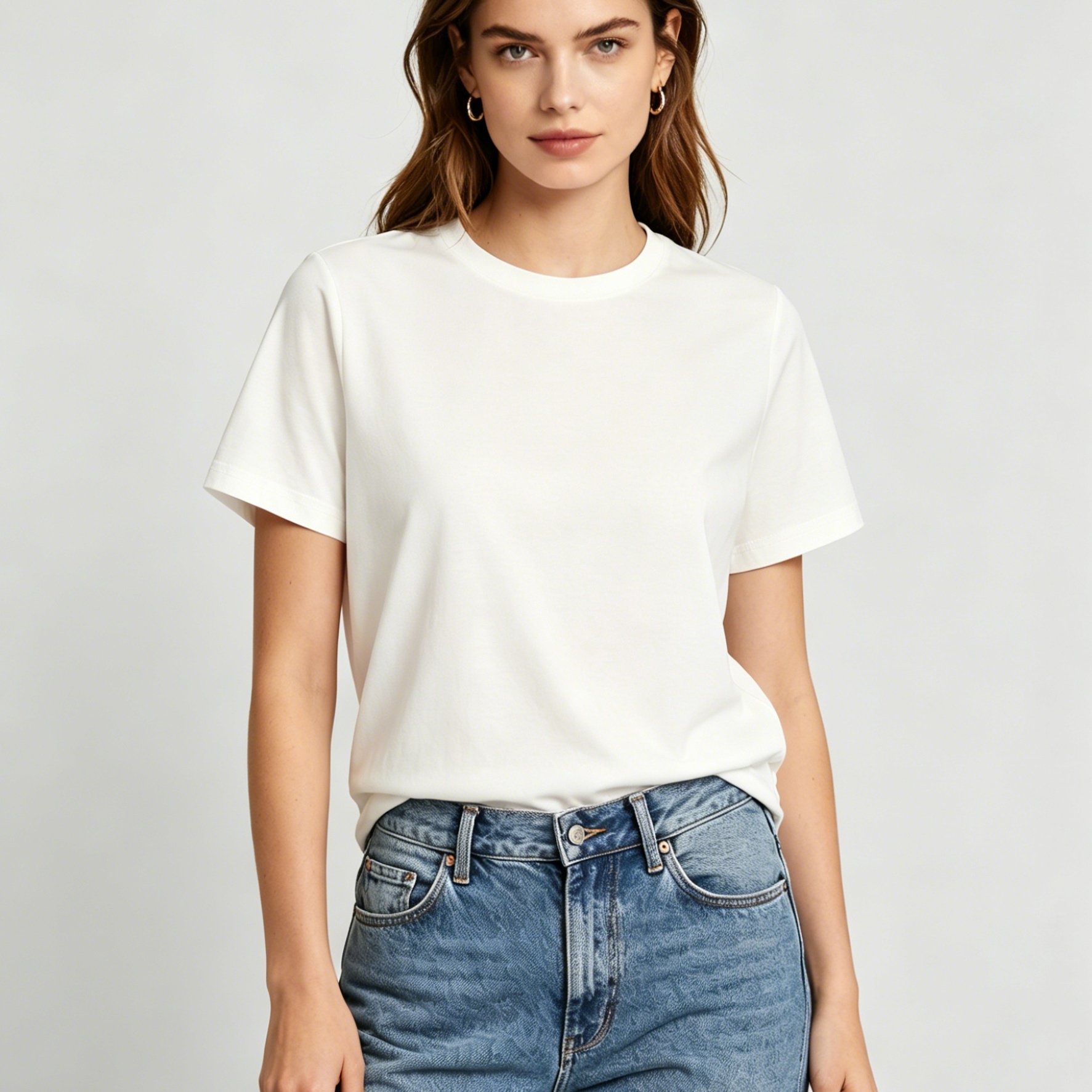 TEMU Women's Elegant Round Neck Short-sleeve T-shirt - Solid Color Blouse Suitable For Spring Summer Fall, Medium Stretch Opaque Short Sleeve Top,