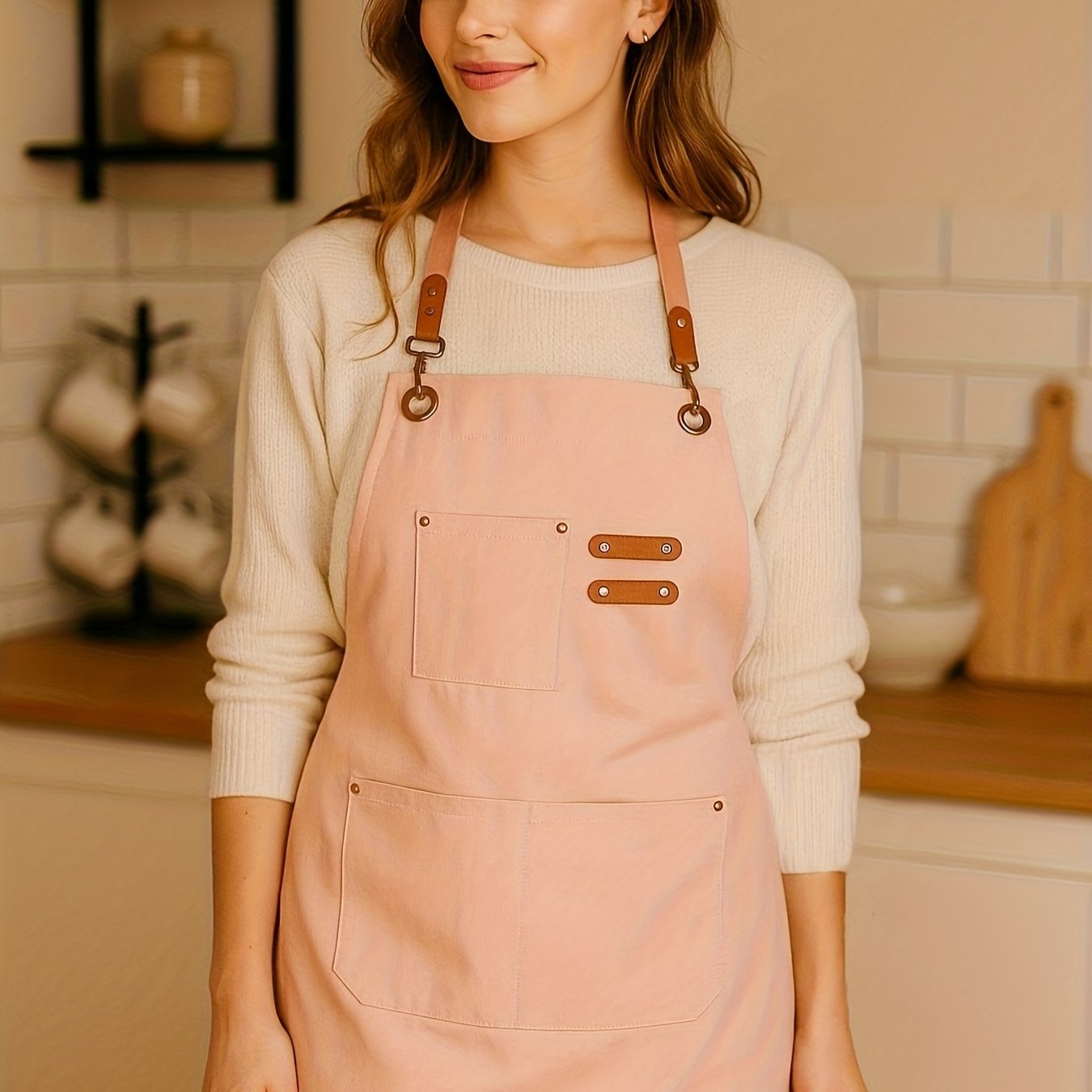 Festive Multi-use Apron 12oz Canvas Tool Apron With 3 Pockets - For Cooking, Gardening, Coffee Making, Thanksgiving & Christmas Gift Idea - Unisex Adjustable Design, Adjustable For Men And Women