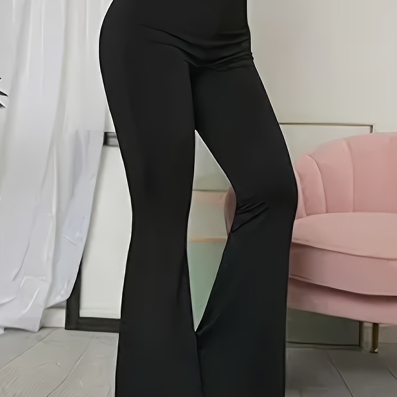 TEMU Solid Color Flare Leg Pants, Elegant Forbidden Pants For Spring & Summer, Women's Clothing