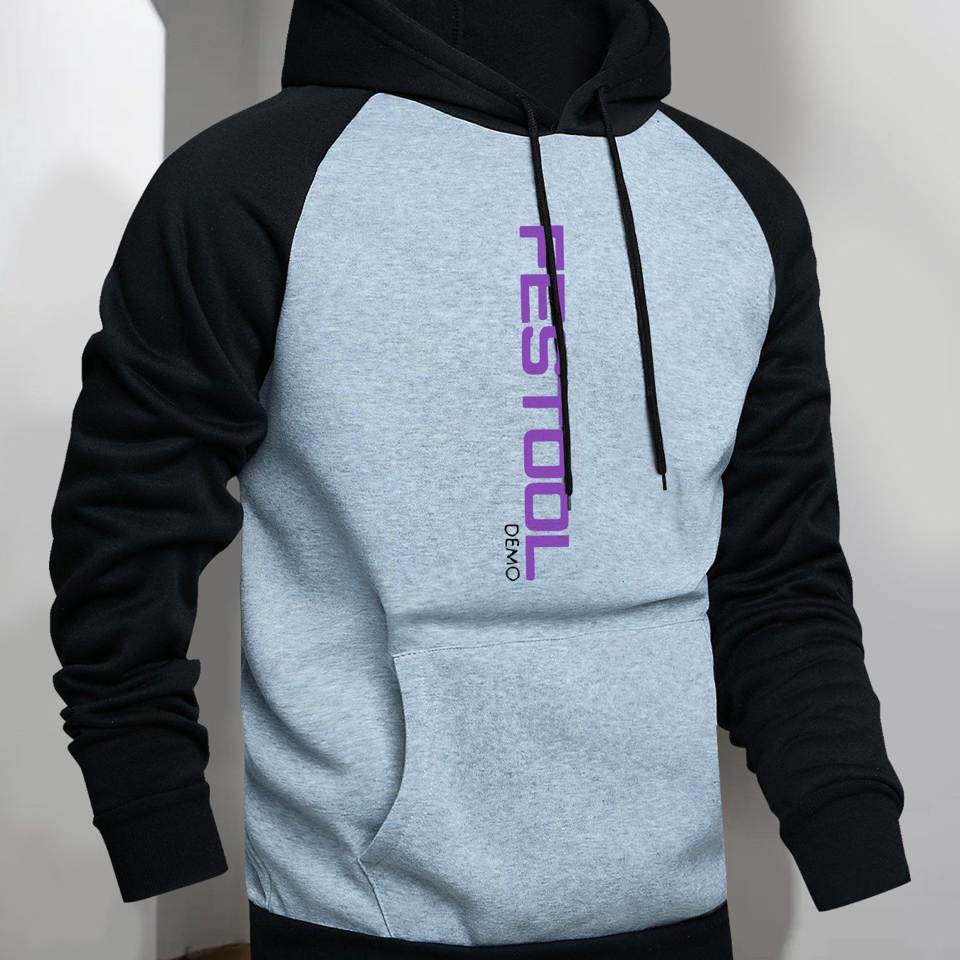 TEMU Sweat à capuche pour homme avec imprimé FESTOOL, élégant et polyvalent en couleurs, avec un design color-block et des manches raglan tendance