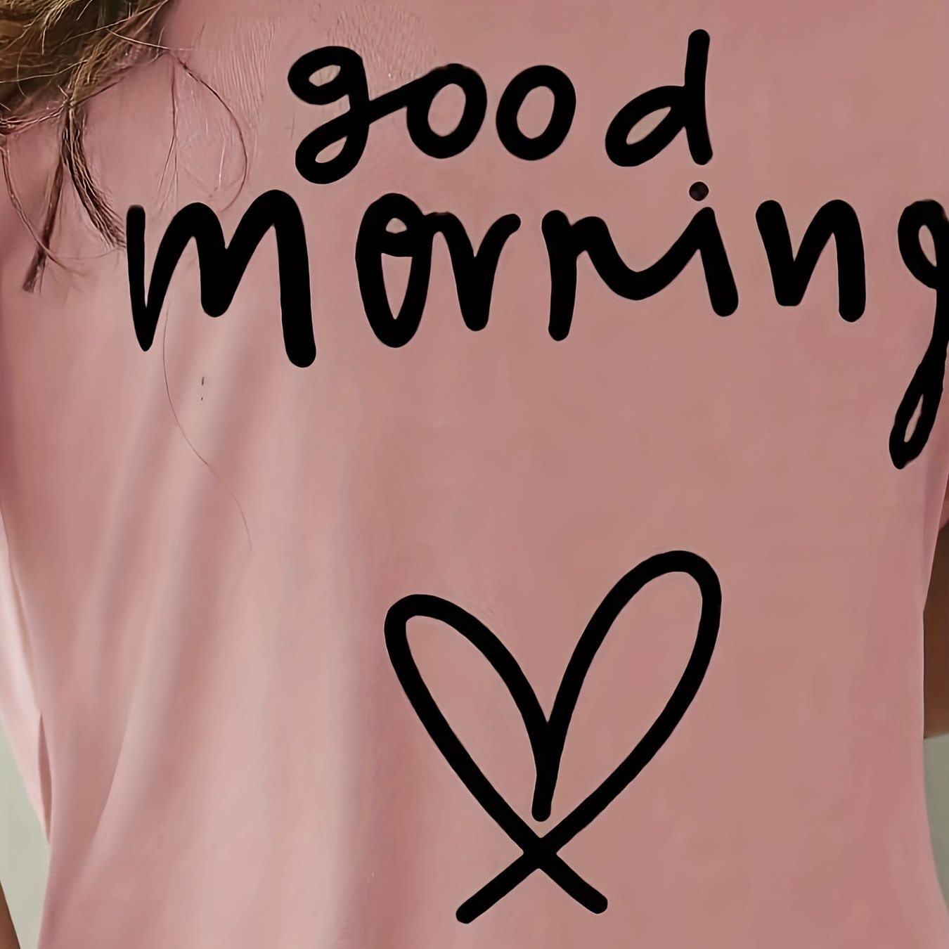 Image of Individual Minimalist Letter Print Women's Nightgown, Premium Short Sleeve Round Neck Design, Women's Sleepwear Dress