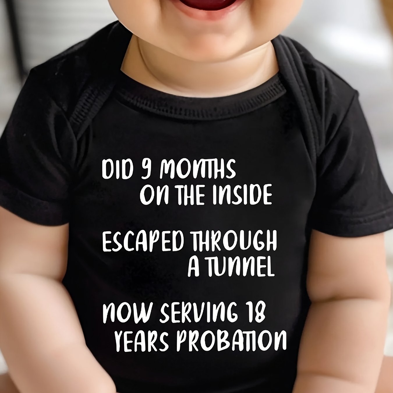 TEMU 100% Cotton Baby Jumpsuit With Fun Letter Print - Soft Round Neck Romper For , Machine Washable Casual Outfit, Easy Diaper Change | Infant Clothing, Baby Romper, Outdoor