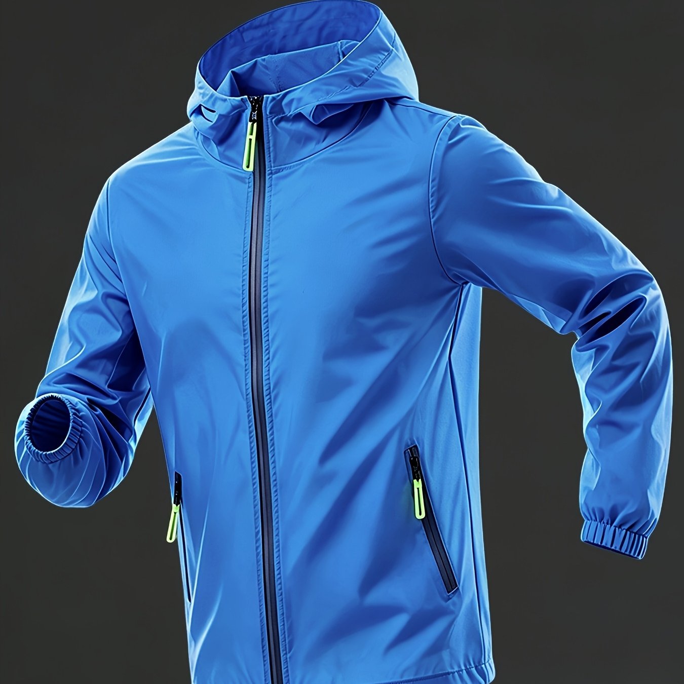 TEMU [ Obm] Men's Zippered Hoodie Jacket, Breathable Hooded Outerwear Suitable For Fishing, Cycling, Hiking, Beach Use - Lightweight Spring Summer