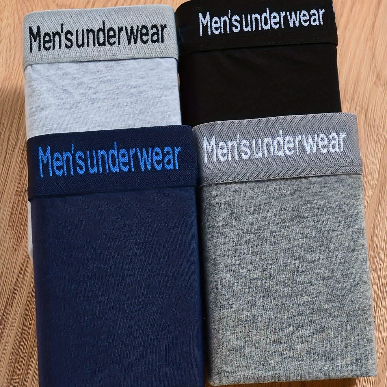 Image of 4-piece Set Men's 95% Cotton Underwear, Casual Boxer Briefs, Breathable Comfortable Stretch Boxer Shorts, Sports Shorts