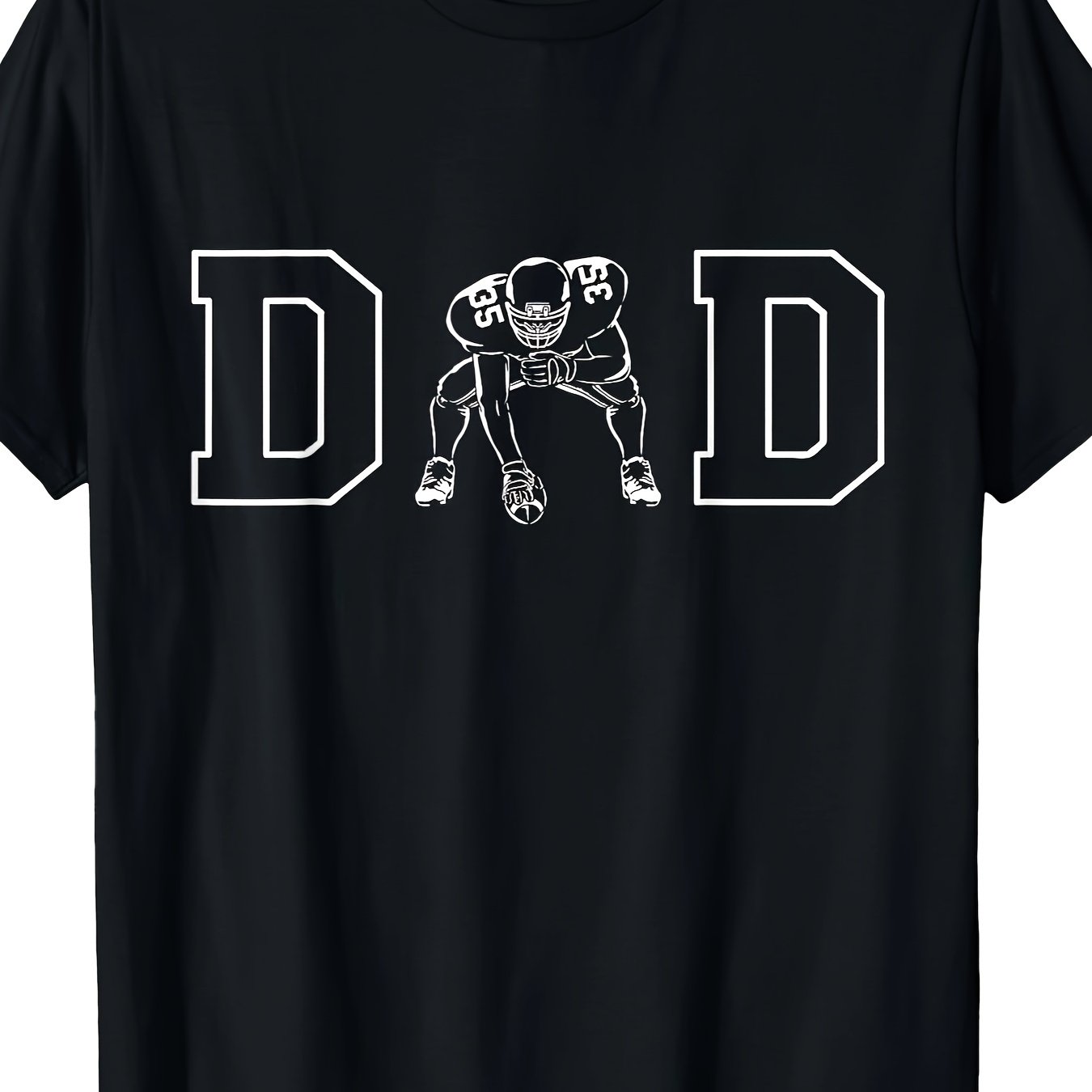 Image of T-shirt For Father's Day Featuring A Football Fan Dad Design - Made Of, 220g - Casual Crew Neck With Silhouette, Short Sleeves - Perfect Gift For Dads Who