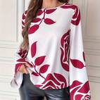floral print crew neck blouse casual long sleeve blouse womens clothing