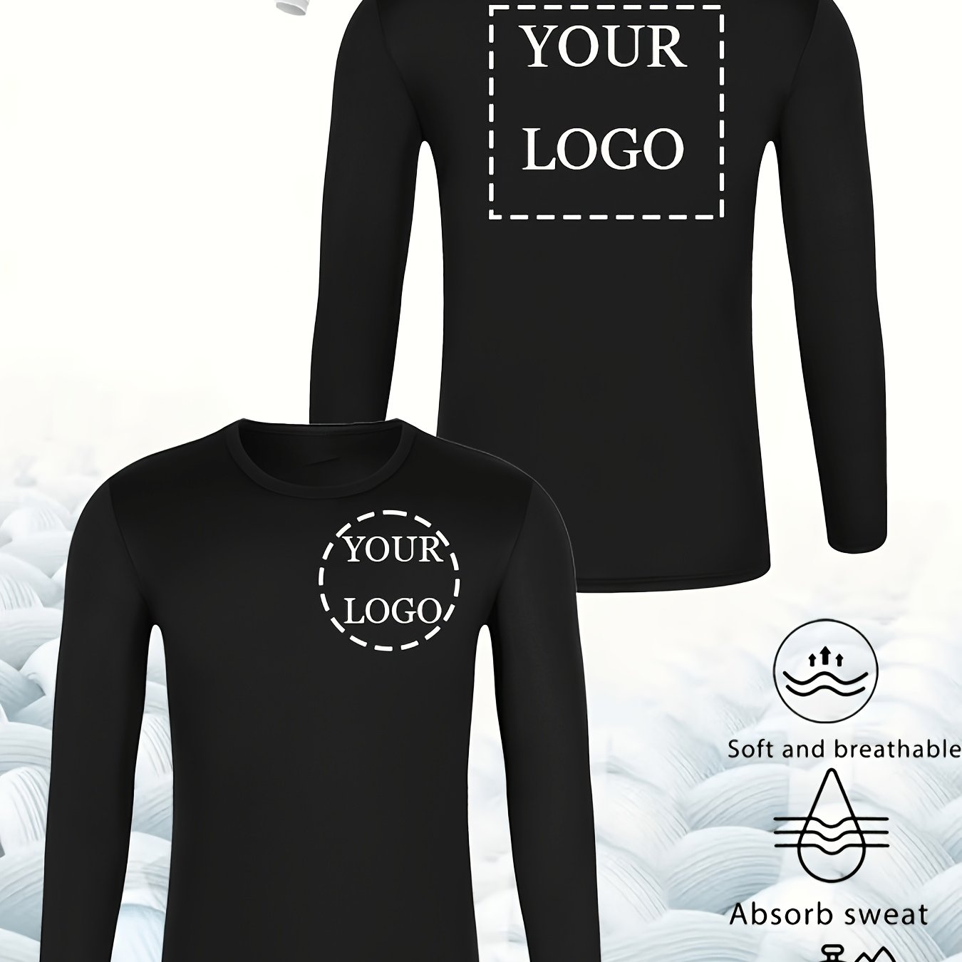 TEMU Customizable Long-sleeve Quick-dry Tees (unisex), Breathable And Quick-drying, Crew Neck, Ideal For Gym Workouts, Morning Runs, Outdoor