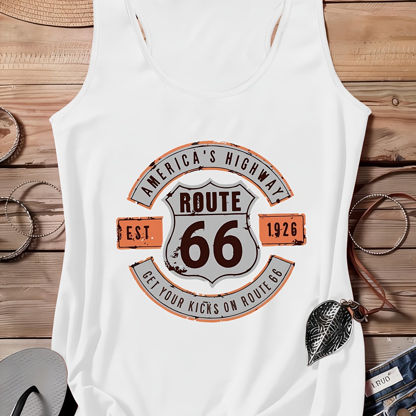 TEMU Travel Souvenir Element, Retro Badge Pattern Full Print Vest Comfortable Casual Base Layer Suitable For Travel Vacation, Casual, Street Outdoor