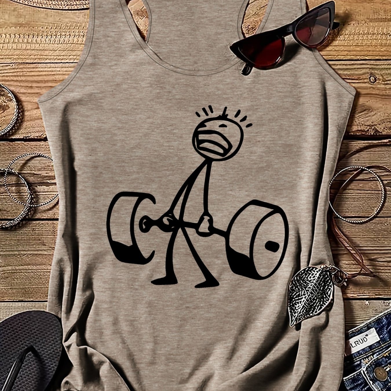 TEMU Graphic Print Tank Top, Casual Crew Neck Tank Top For Summer, Women's