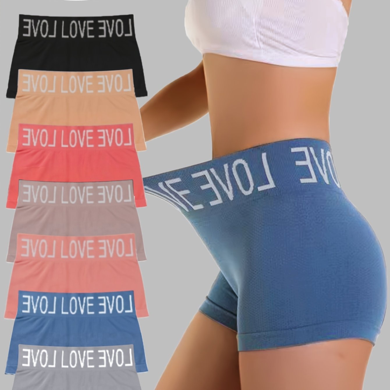 7pcs Women Seamless Nylon High-waisted Briefs Elastic Flat