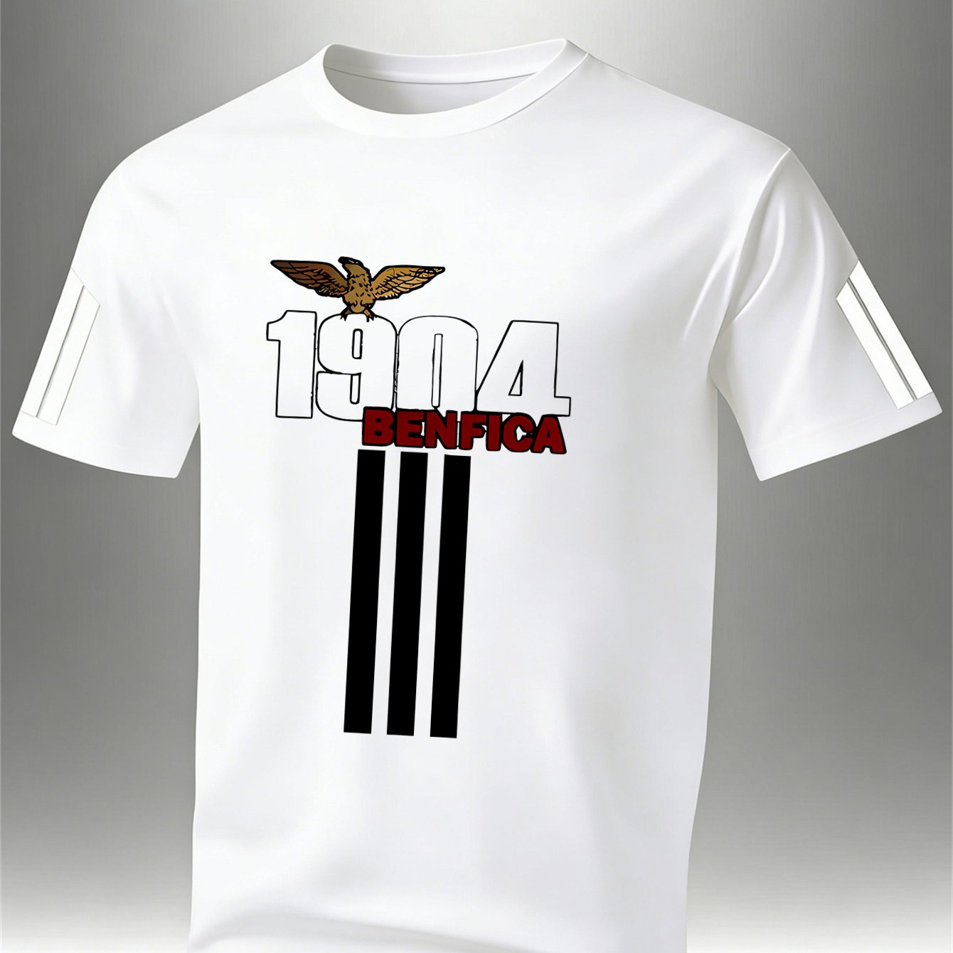 TEMU T-shirt Benfica 1904 multi-couleurs disponible, manches courtes, style football, , polyvalent, col rond