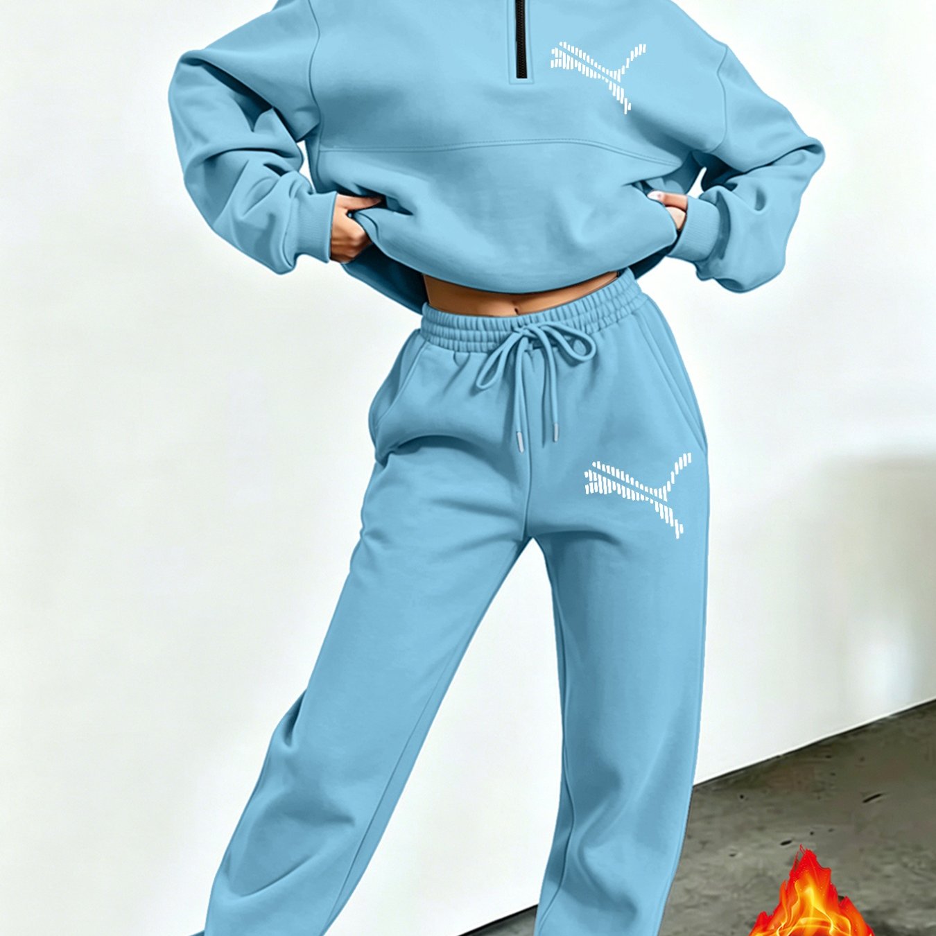 TEMU 2pcs Sportswear Set: Fashionable Top With Elastic Waist, Comfortable And Versatile Printed Women's Tracksuit, Y2k Style, Trendy Autumn/winter