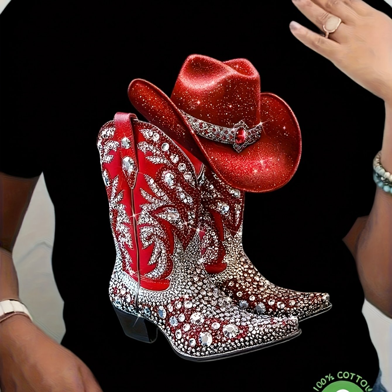 TEMU Classic Women's Fashion T-shirts, Floor-to-ceiling Boots T-shirts, Comfortable And Breathable, Crew Neck T-shirts, T-shirts, Women's Printed