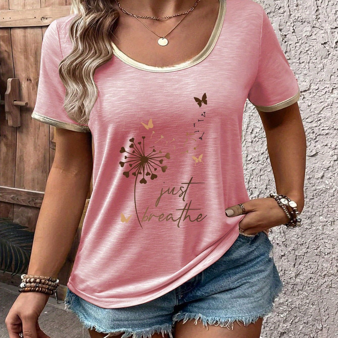 TEMU Just Breathe Print Women's Fashion Spring Summer Casual Simple Y2k