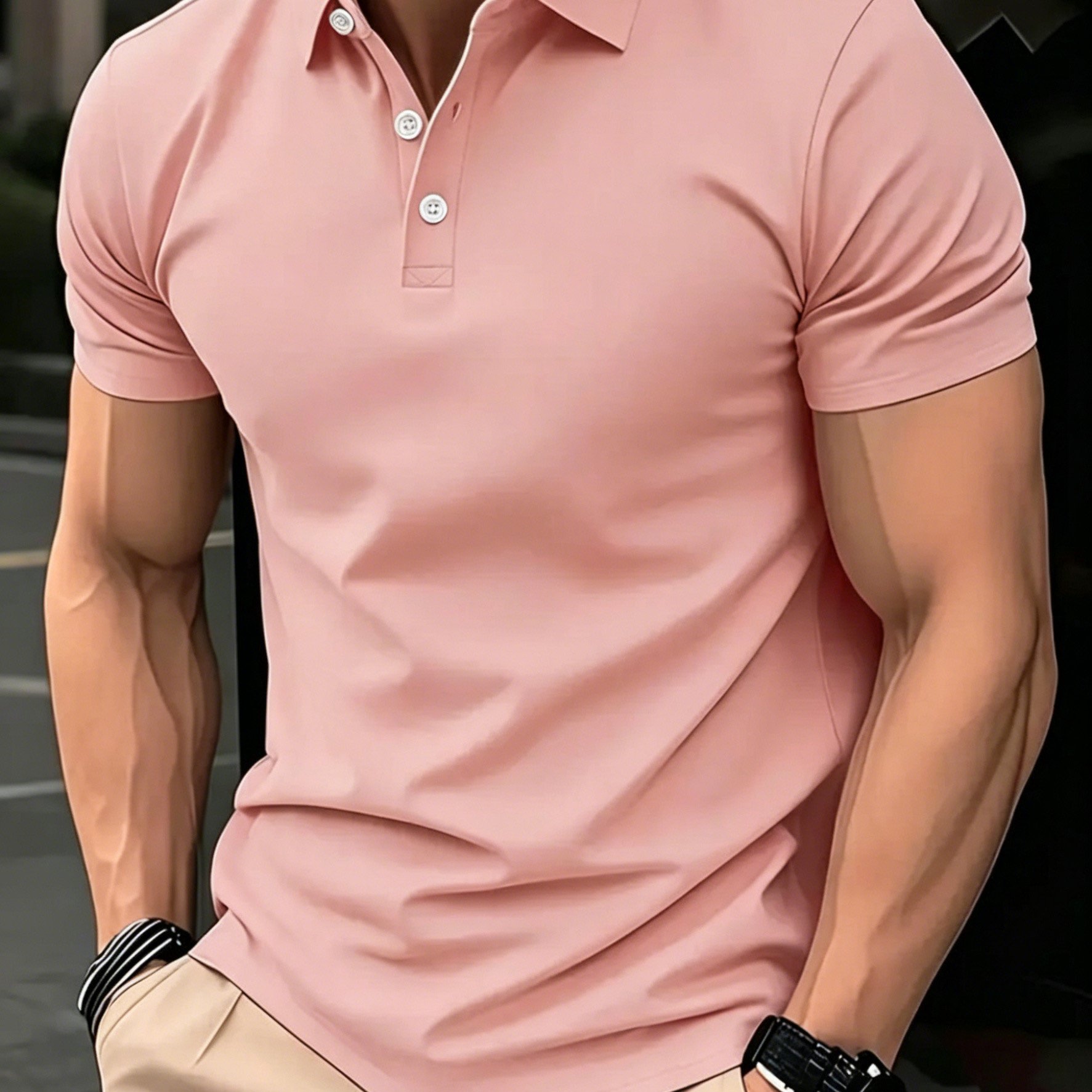 TEMU [print Design - Not Textured] 2026 New Style Shirt, Summer Men's Casual Short Sleeve T-shirt With Collar - Skin-friendly Soft White Print Top,