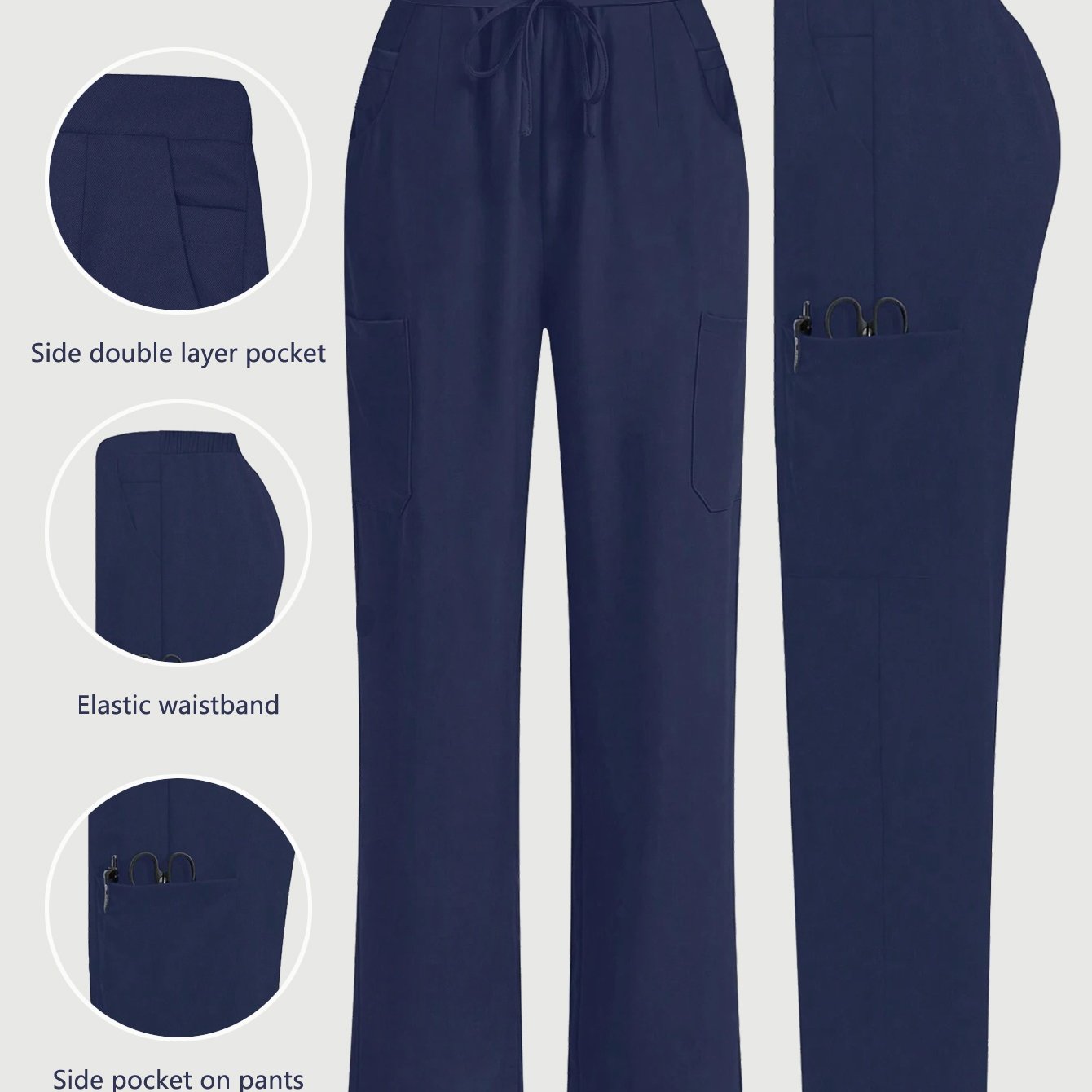TEMU Women' Lightweight Scrubs Pants - Multi- Pants With Clinic Oral Surgery Dentist Nurse Uniform, Machine Washable (spring Summer Fall) | Elegant