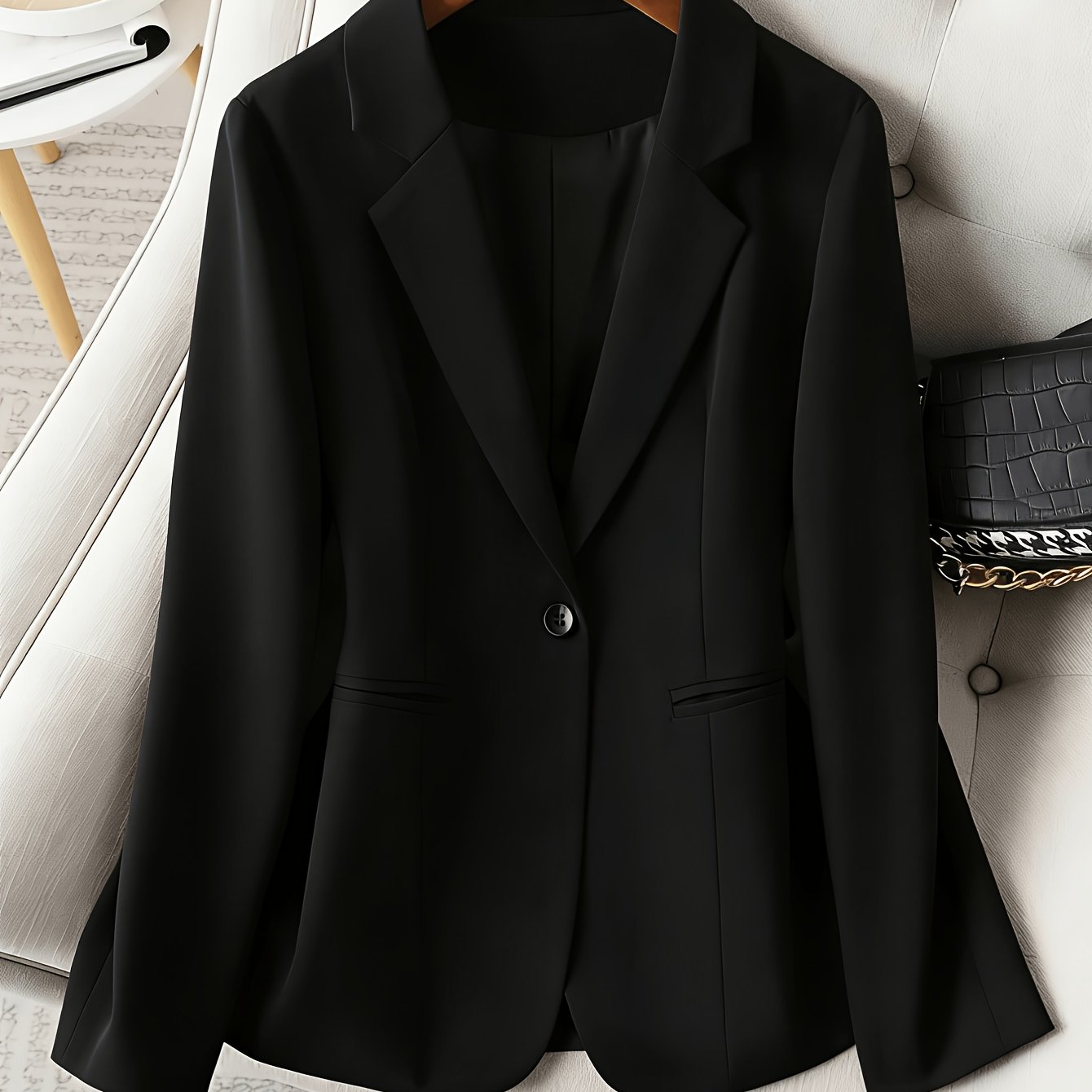 TEMU Spring Autumn Winter New Elegant Long Sleeve Blazer Waist-defining Office Casual Versatile Pocketed Suit Coat