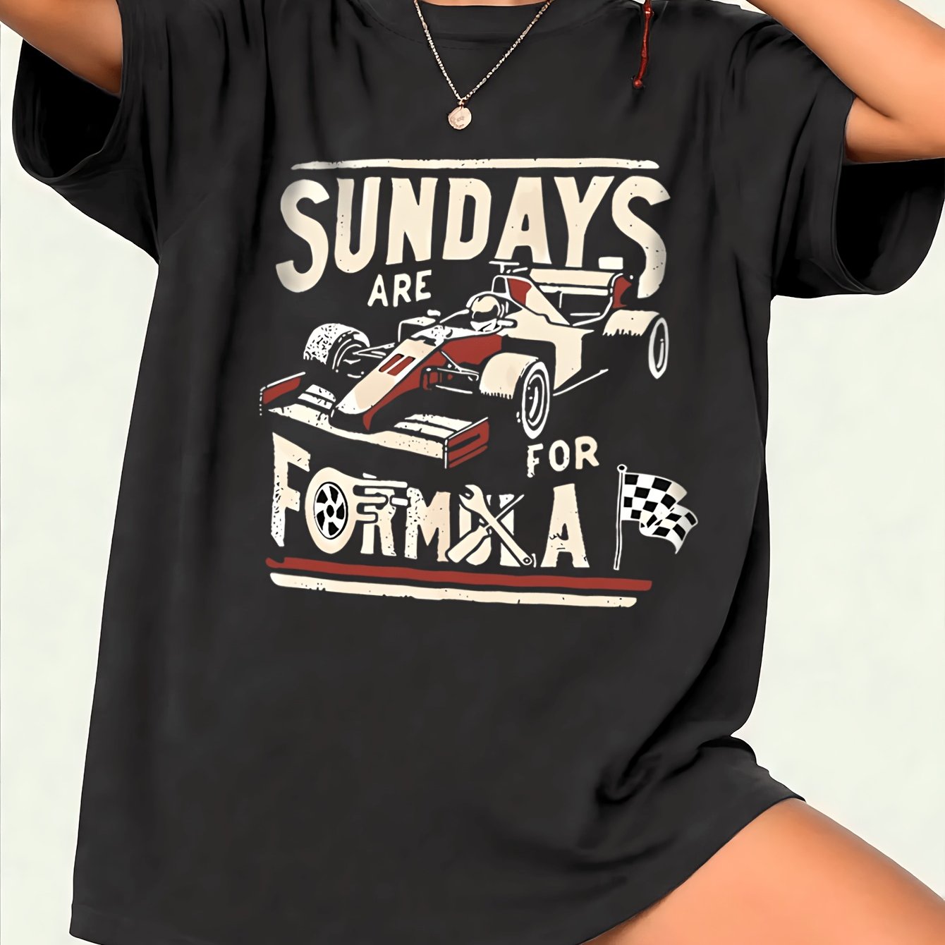 TEMU Graphic Print T-shirt, Short Sleeve Crew Neck Casual Top For Summer & Spring, Women's Clothing