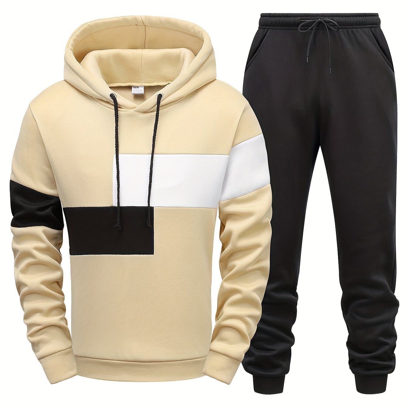 Men's Hooded Sweatshirt And Pants Set | Casual Design, Long Sleeve, Stretch Fabric, Pocket Details, Suitable For Spring/fall