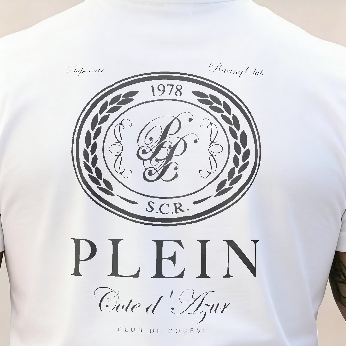 White T Shirt With Plein Cote D Logo Print For Casual Wear
